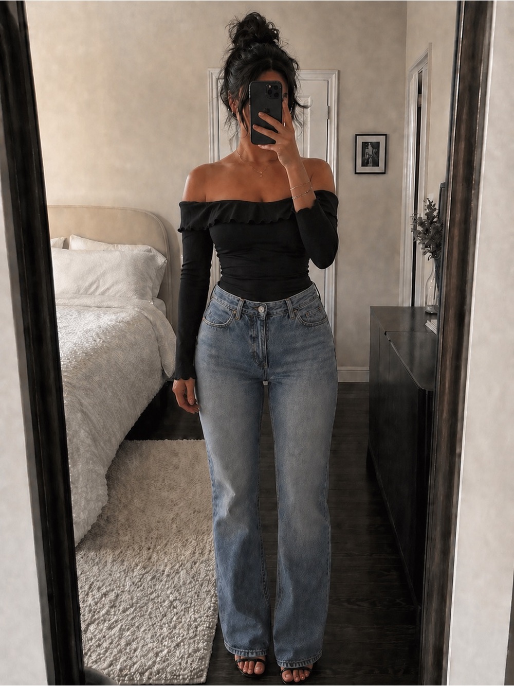 American Eagle Outfitters Black Off-the-shoulder Bodysuit